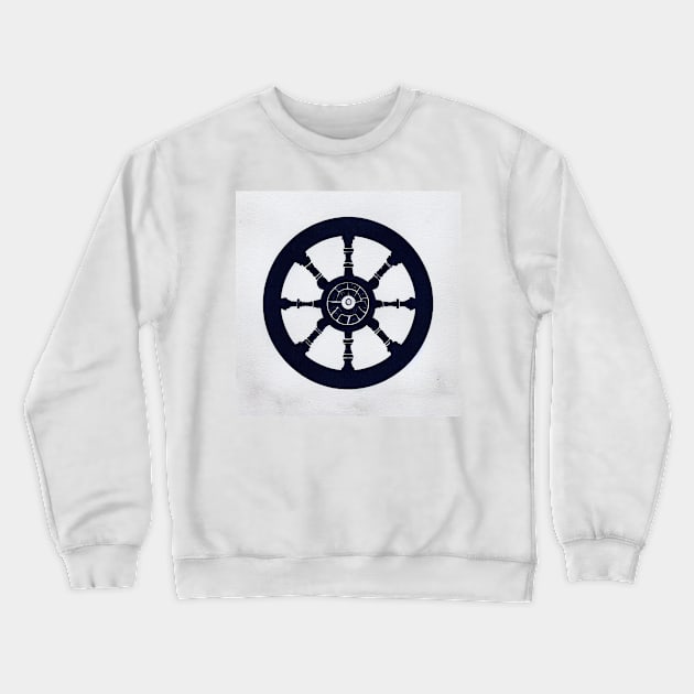 Ship Wheel Dark Navy Blie Crewneck Sweatshirt by fistikci